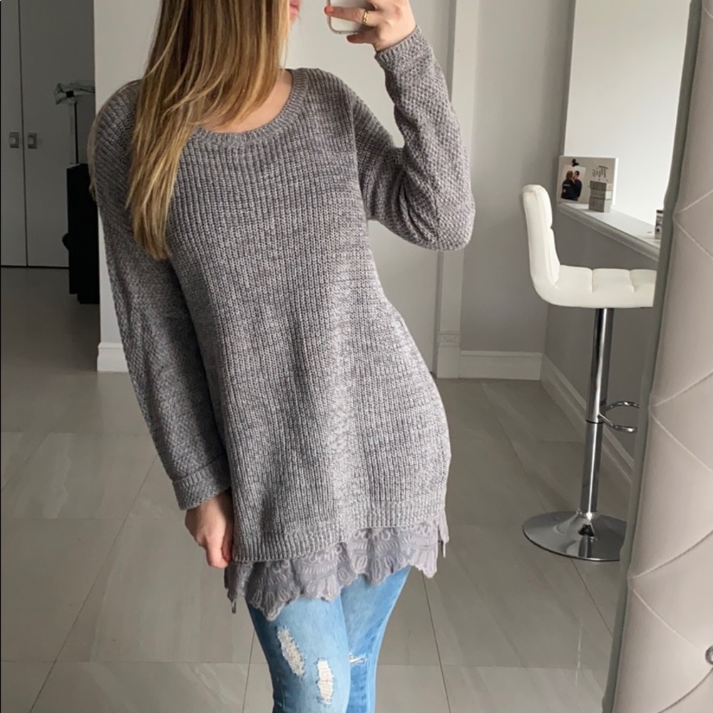 Laced knitted sweater